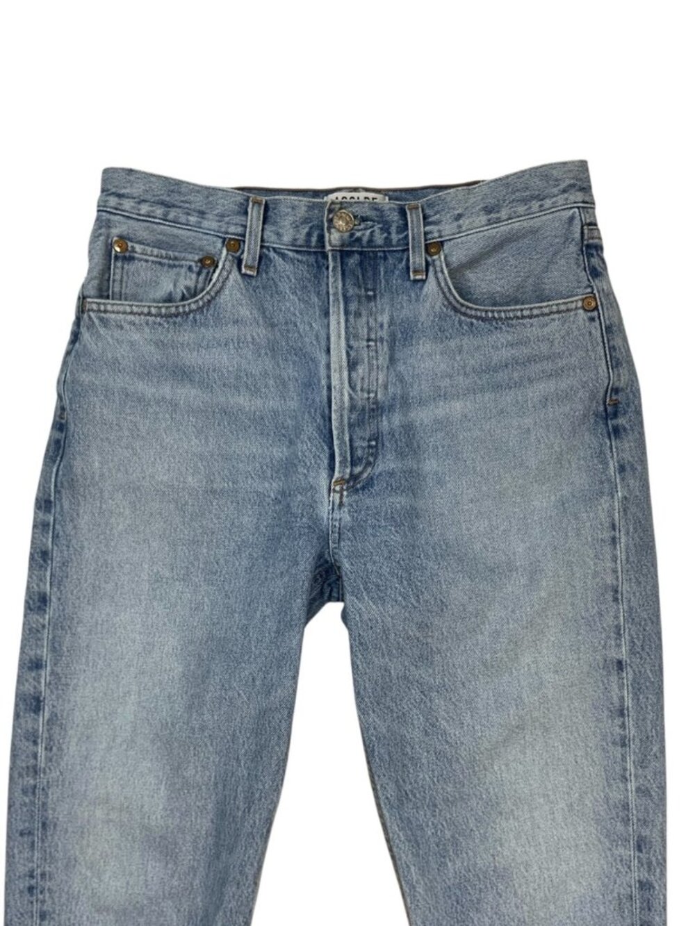 Agolde Riley High Rise Straight Crop Jean 29 Blue Button Fly - Picture 8 of 13